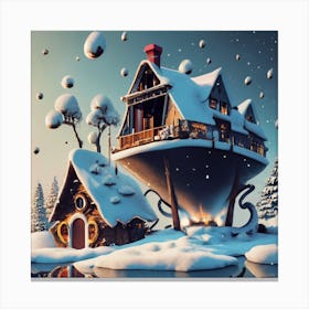 House In The Snow 1 Canvas Print