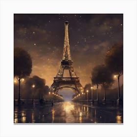 Eiffel Tower At Night Canvas Print