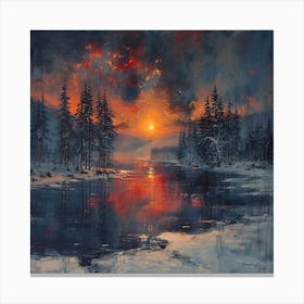 Sunset Over The Lake Canvas Print