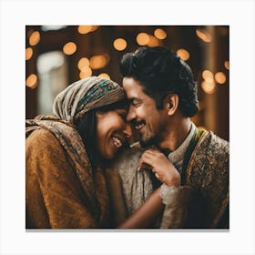 Indian Couple Hugging Canvas Print