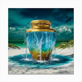 Golden Vase On The Beach Canvas Print