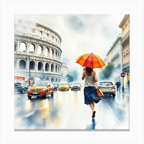 Watercolor Of Rome Canvas Print