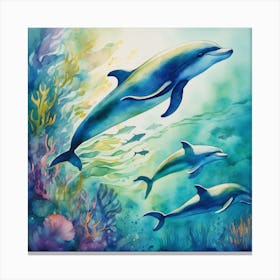 Dolphins In The Ocean Canvas Print