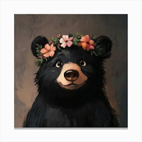 Black Bear With Flower Crown 1 Leinwandbilder