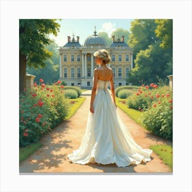 Princess Diana In A Watercolor Palace Garden Scene 1 Canvas Print