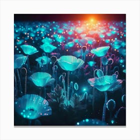 Glow In The Dark Poppy Field Canvas Print