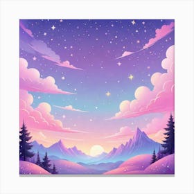 Sky With Twinkling Stars In Pastel Colors Square Composition 308 Canvas Print
