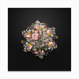 Vintage Common Rose of India Flower Wreath on Wrought Iron Black n.1503 Canvas Print