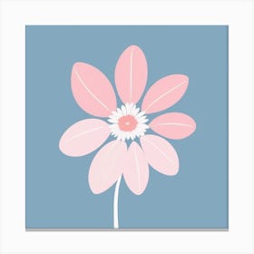 A White And Pink Flower In Minimalist Style Square Composition 706 Canvas Print