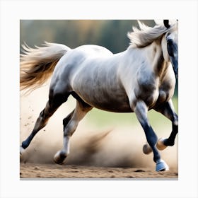 White Horse Galloping 3 Canvas Print