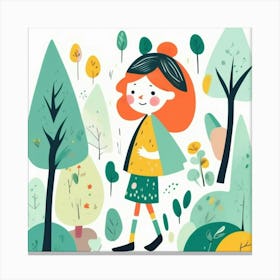 Girl in the forest, whimsical design Canvas Print