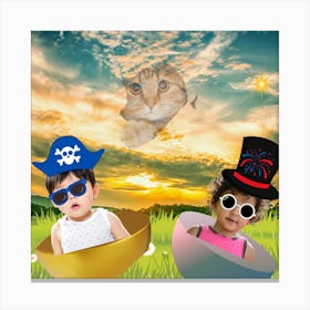 Portrait Of Two Children Canvas Print