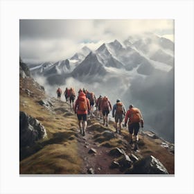 Group Of Hikers Canvas Print