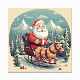 Santa Claus On Sleigh Canvas Print