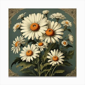 Oxeye Daisy Floral Botanical Vintage Poster Flower Art print 3 Canvas Print