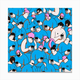 Crowd Of People Using Cell Phones Canvas Print