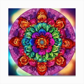 Rose mandala colorful 6 Canvas Print