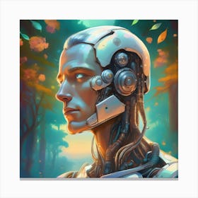 Robot Man In The Forest Canvas Print