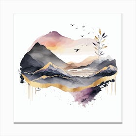 Scotland Landscape Watercolor Abstract Canvas Print