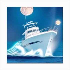 Boat In The Moonlight 10 Canvas Print