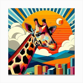 Giraffe In The City Canvas Print