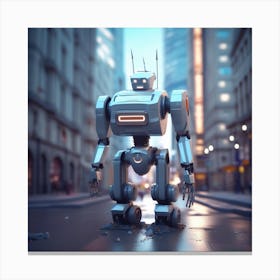 Robot In The City 64 Canvas Print