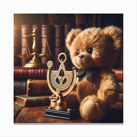 Masonic Symbol With Teddy Bear Canvas Print