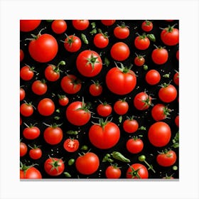 Red Tomatoes On Black Background 3 Canvas Print