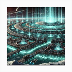 Cosmic Interference Grid Canvas Print