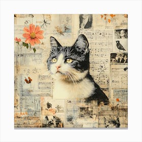 Vintage Cat On Paper 7 Canvas Print