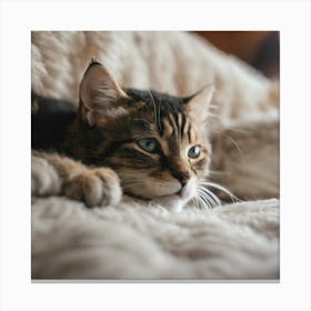 Cat On A Blanket Canvas Print