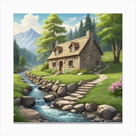 Cottage In The Mountains 1 Canvas Print