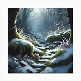Moss Covered Pathway into the Woods Canvas Print