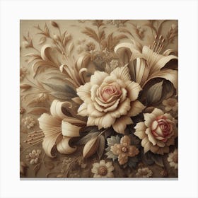 Roses And Lilies Canvas Print