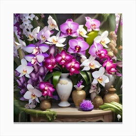 Orchids In A Vase 3 Canvas Print