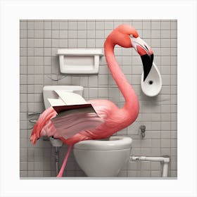 Toilet Flamingo Canvas Print