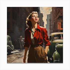 Woman Walking Down The Street 1 Canvas Print
