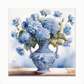 Blue Flower Vase Canvas Print