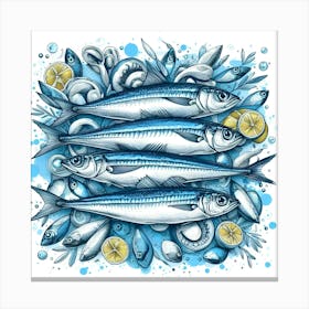 Sardines Art Print 2 Canvas Print