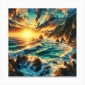 Sunset Over The Ocean 5 Canvas Print