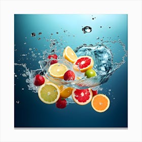 Water Splashing Fruit Canvas Print