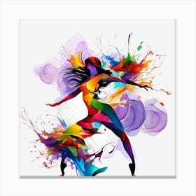 Abstract Dancer woman colorful midcentury modern art. Canvas Print