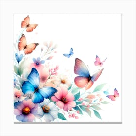 Flowers And Butterflies Canvas Print