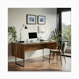 A Photo Of A Modern Office Desk With A Computer Mo (1) Canvas Print