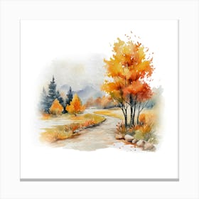 Watercolor Autumn Trees 11 Canvas Print