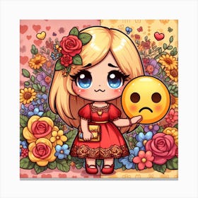 Emoji Girl 4 Canvas Print