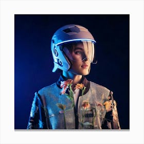 Firefly Futuristic Helmet Portrait With Glowing Plant And Floral Shirt 55432 Canvas Print