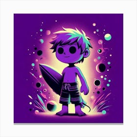 Boy With A Surfboard 4 Canvas Print
