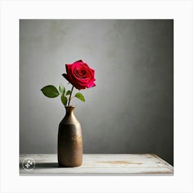 Red Rose In A Vase Canvas Print