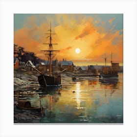 Harbour Hues: Thick Impasto Chronicles of Portsmouth Canvas Print